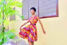 Load image into Gallery viewer, THE RAINBOW PLEATED DRESS - Sleeveless Pleated Wax Dress with pockets.
