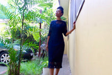 Load image into Gallery viewer, THE SPARKLE LACE DERSS - Blue black lace midi dress