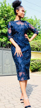 Load image into Gallery viewer, THE SPARKLE LACE DERSS - Blue black lace midi dress