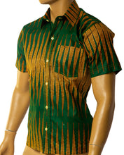 Load image into Gallery viewer, NKRUMAH SHORT SLEEVE – Men’s African wax print short sleeve shirt