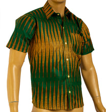 Load image into Gallery viewer, NKRUMAH SHORT SLEEVE – Men’s African wax print short sleeve shirt