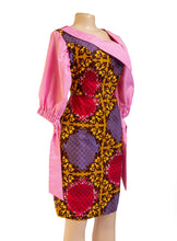 Load image into Gallery viewer, CHECKYWAX - African print wax print dress with checked sleeve