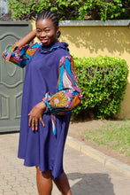 Load image into Gallery viewer, THE WAXY BISHOP SLEEVE DRESS - Blueblack A line dress with pocket