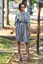 Load image into Gallery viewer, ZOE BLACK AND WHITE SHIRT DRESS- Three quarter sleeve shirt dress