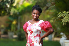 Load image into Gallery viewer, The Wedding Guest Dress- Off-shoulder Brocade and organdy sleeves dress