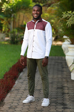 Load image into Gallery viewer, JOSH WHITE AND WINE LONG SLEEVE- Office wear long sleeve shirt