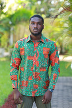 Load image into Gallery viewer, PAPS GREEN LONG SLEEVES SHIRT- Wax print long sleeves shirt