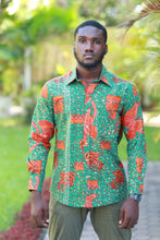 Load image into Gallery viewer, PAPS GREEN LONG SLEEVES SHIRT- Wax print long sleeves shirt
