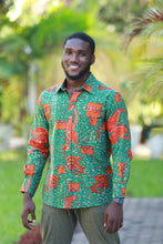 Load image into Gallery viewer, PAPS GREEN LONG SLEEVES SHIRT- Wax print long sleeves shirt