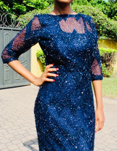 Load image into Gallery viewer, THE SPARKLE LACE DERSS - Blue black lace midi dress