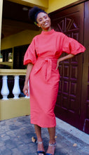 Load image into Gallery viewer, THE TUNIC NECK DRESS - Midi pencil dress with bishop sleeves