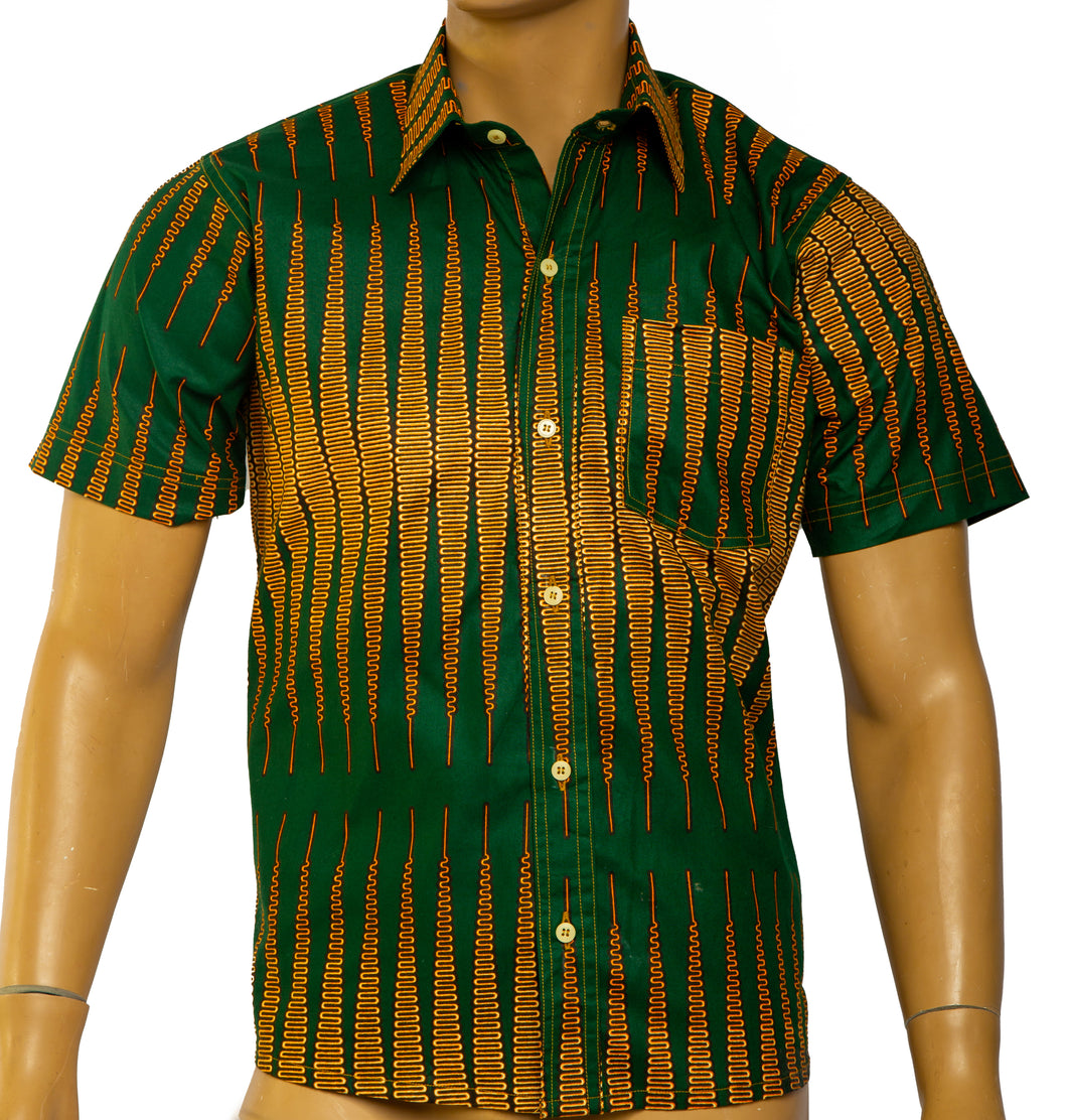 NKRUMAH SHORT SLEEVE – Men’s African wax print short sleeve shirt