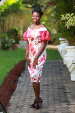 Load image into Gallery viewer, The Wedding Guest Dress- Off-shoulder Brocade and organdy sleeves dress

